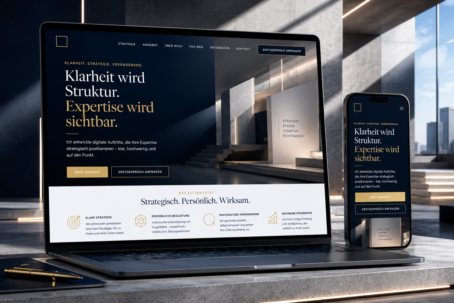 Website-Beispiel für Coaching, Beratung und Expertinnen und Experten mit digitaler Markenarchitektur