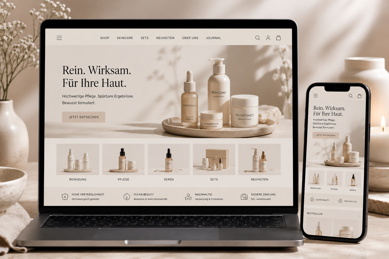 Brand Commerce Beispiel für Interior, Design Objects, Handwerk und hochwertige Produkte