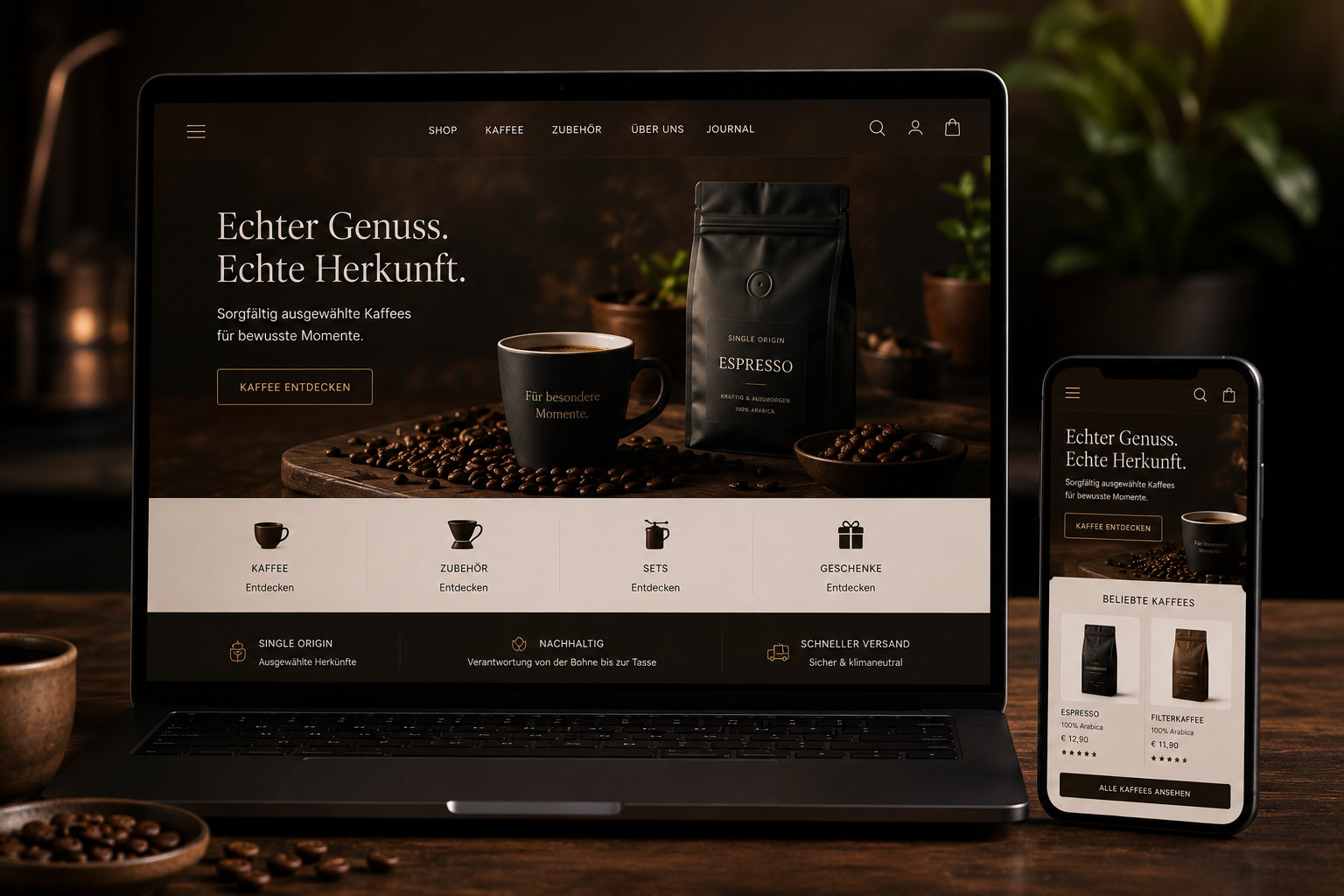Brand Commerce Beispiel für Beauty, Skincare, Wellness und hochwertige Produktwelten